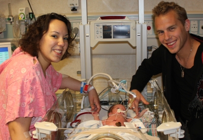 Jesse, Teresa and Julia in the NICU in Waterloo